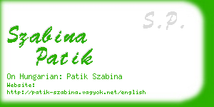 szabina patik business card